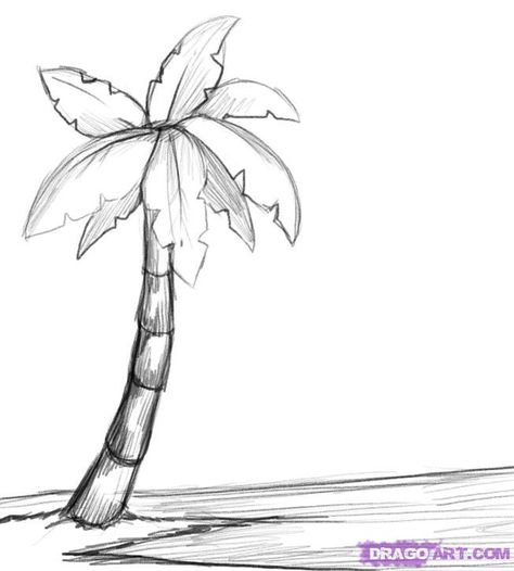 Palm Tree Sketch, Palm Tree Drawing, Draw Tutorial, Beach Drawing, Flower Step By Step, Tree Drawings Pencil, Simple Tree, Tree Sketches, Drawing Faces