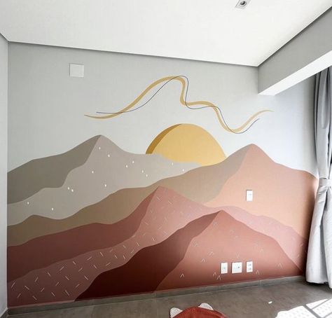 Simple Mural Ideas, Simple Mural, Abstract Mural, Mural Ideas, Wall Frames, Kids Wall Murals, Boy's Bedroom, Wall Paint, Art Classes