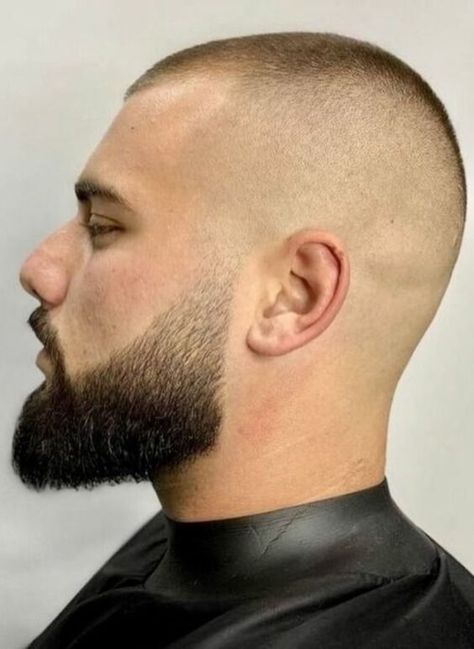 22 Ideas Ultimate Guide to Short Hair and Beard Styles for Men in 2024: Trends, Cuts, and Timeless Looks Short Hair And Beard Styles, Short Hair And Beard, Man Bun Curly Hair, Bald Head With Beard, Faded Beard Styles, Buzz Cut With Beard, Shaved Head With Beard, Crew Cut Hair, Very Short Hair Men