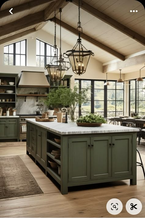 Vintage Modern Design, Lodge Style Kitchen, Modern Rustic Kitchen Ideas, Large Farmhouse Kitchen, Modern Rustic Kitchen, Rustic Kitchen Ideas, Farmhouse Kitchen Island, Rustic Modern Kitchen, Rustic Kitchen Design