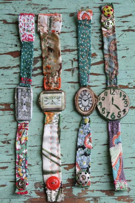 Fabric Stash Buster, Old Watches, Textile Jewelry, Diy Schmuck, Bijoux Diy, Fabric Jewelry, Fabric Art, Shibori, Fabric Scraps