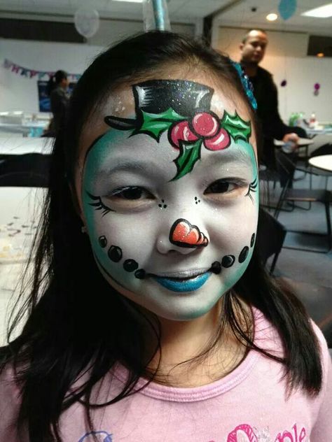 Snowman Facepainting, Snowman Face Painting, Snowman Face Paint, Face Painting Images, Face Painting Supplies, Christmas Makeup Ideas, Winter Light Festival, Christmas Face Painting, Fair Face