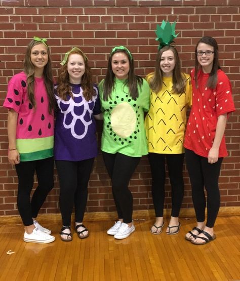 Fruit Costume Fruit Group Costume, Halloween Fruit Costumes, Fruit Costume Women, Fruit Costumes For Kids, Fruit Costume Diy, Diy Fruit Costume, Fruit Halloween Costumes, Watermelon Costume, Church Halloween