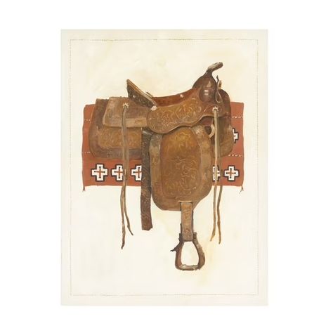 Avery Tillmon 'Western Saddle I Light' Canvas Art - Walmart.com Vintage Western Decor, Western Nursery, Lighted Canvas Art, Western Prints, Light Wall Art, Black Framed Wall Art, Horse Wall Art, Cowboy Art, Horse Wall