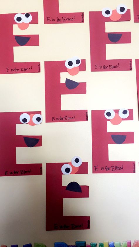 E is for Elmo! Elmo Preschool Activities, Letter E Elmo Craft, Preschool E Crafts, E Crafts For Toddlers, E Is For Craft, E Is For, E Is For Eyes, Letter E Crafts For Preschoolers, Elmo Craft