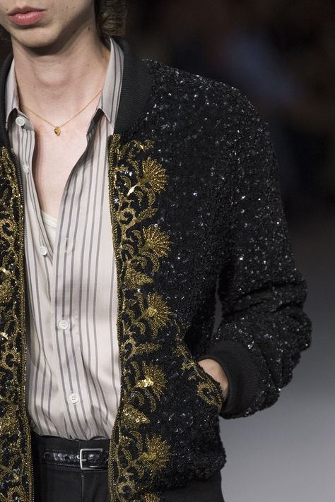 Celine Spring 2020 Men's Fashion Show Details | The Impression Celestial Men Outfit, Black And Gold Aesthetic Fashion Men, Celestial Fashion Men, Black Tie Men, Mans Clothes, Quality Outfits, Celestial Theme, Star Costume, Zari Embroidery