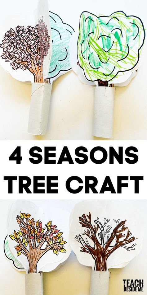 Season Math Activities Preschool, Seasons Craft Preschool, Seasons Craft For Kindergarten, 4 Seasons Kindergarten, Four Seasons Crafts Preschool, Four Seasons Crafts For Kids, Seasons Preschool Activities, Season Preschool Activities, Tree Craft For Preschool