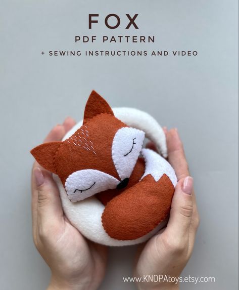 Set of 2 pdf felt pattern, sewing instructions and 4 video stitch that will help beginners learn to sew. Set included pattern Fox and Moon (15cm). #babyornament woodland animals #fox handmade plush gift plush how to sew baby felt animals toys #felt tutorial felt craft pattern cute felt fox on moon pattern #feltsewing for beginners handmade felt garland baby ornament felt cute deer plush gift #sewing stuffed #doll toy funny woodland ornament #feltpattern #knopatoys #feltornaments pattern DIY felt toys mom to be gift easy plushie #feltanimals #miniature #cribmobile baby mobile pattern felt Fox Felt Pattern, Fox Plushie Pattern, Fox Plush Pattern, Felt Woodland Animals, Fox And Moon, Felt Tutorial, Felt Woodland, Deer Plush, Felt Toys Diy