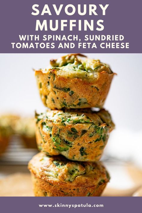 Savoury Muffins Vegetarian, Healthy Savoury Muffins, Muffins With Spinach, Feta Breakfast, Vegetarian Muffins, Tomatoes And Feta Cheese, Savory Muffins Recipes, Tomatoes And Feta, Savoury Muffins