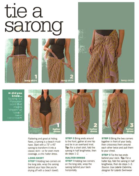 How To Tie Hawaiian Wrap, Pareo Styling, Sarong Ideas, Sarong Skirt Outfit, Sarong Outfit, Sarong Fashion, How To Tie A Sarong, Tie Sarong, Sarong Tying