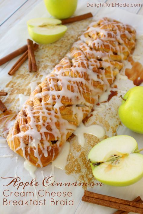 Apple Cinnamon Cream Cheese, Breakfast Braid Recipe, Breakfast Braid, Cream Cheese Breakfast, Cinnamon Desserts, Apple Cream Cheese, Apple Pastry, Breakfast Pastry, Apples Cinnamon