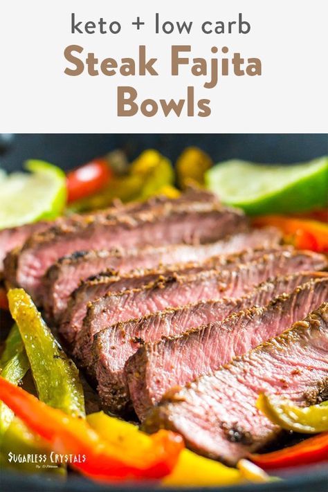 This steak fajita bowl recipe is great! A mix of everything with lime cauliflower rice and fresh, crisp bell peppers. Plenty to make ahead so it's a great meal prep option as well! Fajita Bowl Recipe, Quick And Easy Vegetarian Recipes, Mexican Dinner Ideas, Lime Cauliflower Rice, Vegetarian Burger Recipe, Healthy Pork Chop Recipes, Healthy Vegetarian Breakfast, Healthy Steak, Cilantro Lime Cauliflower Rice