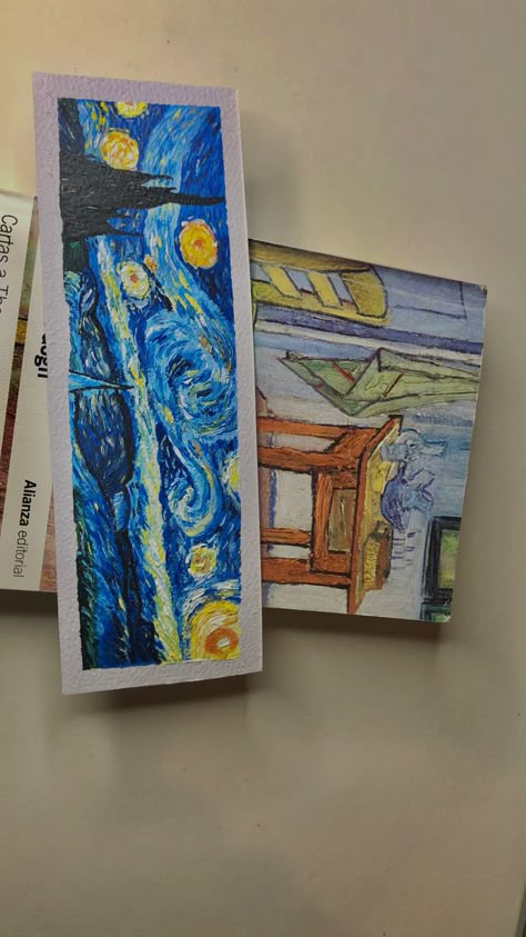 Breaks Books, Starry Night Bookmark, Vicente Van Gogh, Simple Watercolor Paintings, Artistic Sketches, Broken Book, Drawing Cartoon Faces, Creative Bookmarks, Simple Watercolor