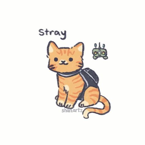 Stray Video Game Fanart, Stray Game Art, Stray Aesthetic, Widget For Ipad, Stray Video Game, Stray The Game, Video Game Drawing, Stray Fanart, Arts To Draw