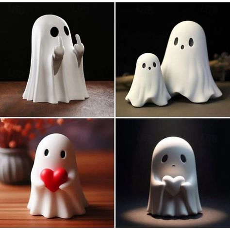 Halloween Cute Ghost Figurine - Middle Finger Spooky Resin Ghost Statue, Cute Ghost Decor for Halloween Decorations, Porch and Indoor Spooky Home Decor 10x10x10cm 2024 - GBP £9 Ghoul Gang, Casa Halloween, Spooky Home Decor, Scary Ghost, Coffee Table Centerpieces, Adornos Halloween, Ghost Decoration, Cadeau Diy, Halloween Party Supplies