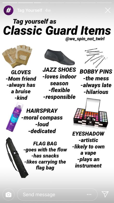 Color Guard Bag, Color Guard Bag Essentials, Colorguard Memes Funny, Color Guard Videos, Colorguard Tricks, Band Camp Outfits, Color Guard Aesthetic, Colorguard Aesthetic, Color Guard Tips