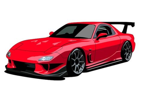 Red mazda rx7 jdm car illustration vecto... | Premium Vector #Freepik #vector #sports-car #fast-car #car-front #car-speed Red Mazda Rx7, Red Mazda, Cars Vector, Sasuke Wallpaper, Car Speed, Red Sports Car, Mazda Rx 7, Naruto And Sasuke Wallpaper, Car Vector