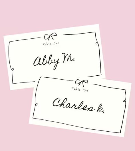 HeresToYouShop - Etsy Handwritten Place Cards, Place Cards Template, How To Draw Ribbon, Media Branding, Name Card Design, Hand Drawn Wedding, Name Place Cards, 2024 Design, Table Place Cards