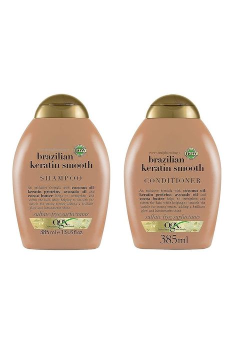 Transform your hair with the OGX Ever Straightening Brazilian Keratin Smooth Shampoo + Conditioner Combo. Ideal for all hair types, this 770ml set features the benefits of coconut oil, keratin proteins, avocado oil, and cocoa butter. Enjoy smooth, frizz-free locks while knowing it's sulfate, paraben, and surfactant-free, ensuring gentle care for your hair. Embrace the beauty of silky, straightened hair with OGX Ever Straightening Brazilian Keratin Smooth. Benefits Of Coconut, All Types Of Hair, Keratin Shampoo, Brazilian Keratin, Types Of Hair, Hair Supplies, Benefits Of Coconut Oil, Frizz Free, Sulfate Free