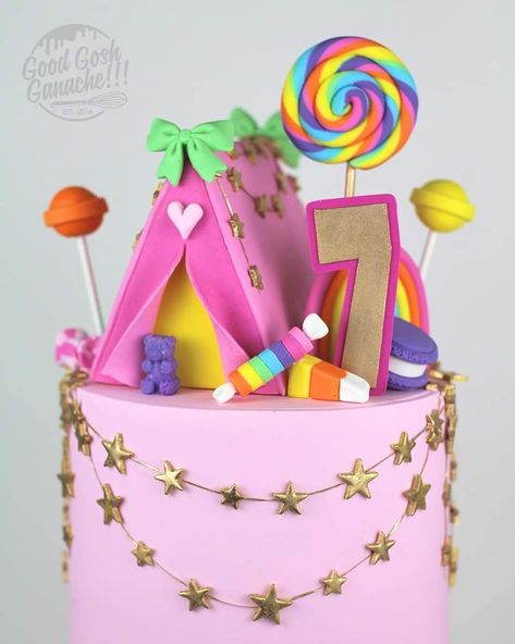 Sleepover Cake Ideas Birthday Parties, Glamping Cakes Birthday, Sleepover Party Cake, Sleepover Birthday Cake, Glamping Cake, Slumber Party Cake, Teepee Cake, Sleepover Cake, Bday Sleepover