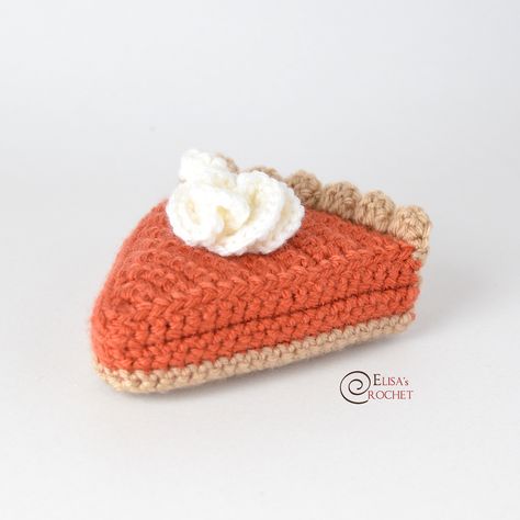 Free Crochet Pie Patterns, Crochet Swiss Cheese, Whipped Cream Crochet Pattern, Crochet Pumpkin Pie Slice, Crochet Pie Patterns, Crochet Pie Slice Free Pattern, Pumpkin Pie Amigurumi, Crochet Pumpkin Pie Slice Free Pattern, Crochet Pie Free Pattern