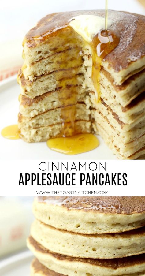 Pancake Flavor Ideas, Recipe Using Applesauce, Applesauce Pancakes, Double Recipe, Rhubarb Sauce, Cinnamon Applesauce, Dairy Free Pancakes, Apple Sauce Recipes, Dairy Free Breakfasts