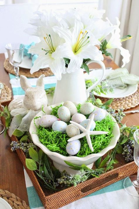 Everything Coastal....: Happy Easter Weekend at the Beach! Coastal Easter Decor, Coastal Holiday, Easter Wallpaper, Easter Tablescapes, Easter Images, Easter Weekend, Sea Shore, Easter Table Decorations, Easter Brunch