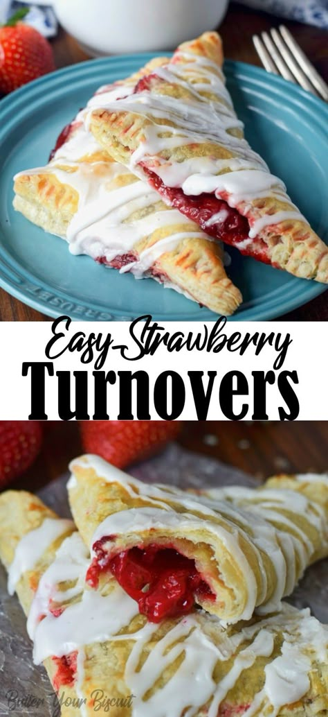 Strawberry turnovers are filled with sweet strawberries in a buttery, flaky puff pastry. A perfect summer indulgence, that everyone will love. Advanced Baking Recipes, Mini Turnovers, Cream Cheese Turnovers, Strawberry Turnovers, Cheese Turnovers, Strawberry Puff Pastry, Pastries Recipes Dessert, Turnover Recipes, Puff Pastry Desserts