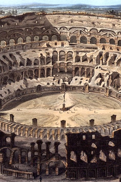 Roman Coliseum ~ Karen's Whimsy Old Roman Aesthetic, Ancient Rome Architecture, Goddess Of Egypt, Rome Architecture, Ancient Egyptian Architecture, Tiered Seating, Ancient Egypt Gods, Maya Art, Vintage History