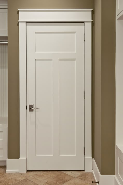 Custom Wood Interior Doors. Craftsman Style Custom Interior Paint Grade Wood Door Craftsman Interior Doors, Farmhouse Trim, Baseboard Styles, Craftsman Style Doors, Craftsman Trim, Interior Window Trim, Interior Door Styles, Interior Door Trim, Craftsman Door