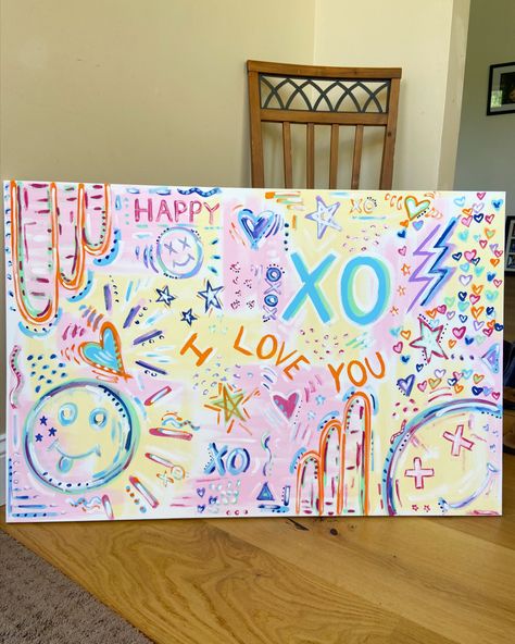 Colorful Acrylic Painting, Birthday Painting, Empty Canvas, Picture Frame Crafts, Dorm Art, Painting Canvases, Frame Crafts, Acrylic Paintings, Custom Canvas