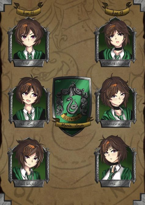 Hogwarts Mystery Merula, Merula Snyde, Hogwarts Games, Dark Fantasy Book, Harry Potter Oc, Harry Potter Comics, Ship Artwork, Harry Potter Houses, Oc Base