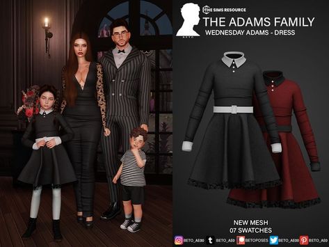 The Sims Resource - Sims 4 - Everyday - Beto_ae0 - female cc sims 4, clothing, the sims 4 - Child CC Adams Family Gomez, Adams Family Morticia, Adams Family Wednesday, Gomez Adams, Sims 4 Skills, The Addams Family Wednesday, Sims 4 Vampire, Sims 4 Cc Goth, The Adams Family