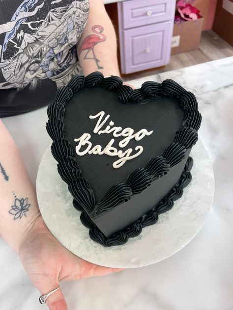 Virgoat Cake, 24th Birthday Ideas Cake, Virgo Birthday Cake Ideas, Virgo Szn Heart Cake, Birthday Cake For Virgo, Virgo Party Theme, Virgo Cookies, Virgo Birthday Party Ideas, Black Virgo Cake