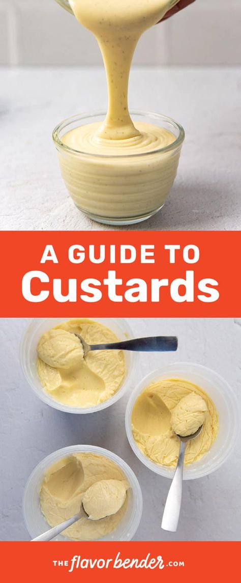 Different Types Of Custard, Cold Custard Recipe, Set Custard Recipe, How To Make Custard Pudding, Coconut Custard Filling, Almond Custard Filling, White Chocolate Custard, Basic Custard Recipe, Flavored Custard Recipe