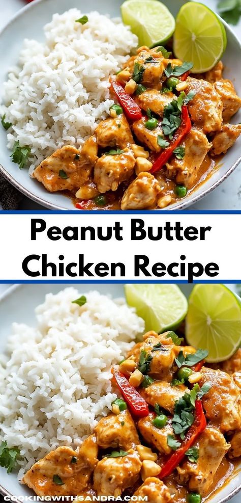 Craving a delicious twist for dinner? This Peanut Butter Chicken Recipe is a savory delight that combines rich flavors with a creamy sauce. It's easy to prepare and perfect for family dinners. Asian Plates, Peanut Butter Chicken Recipe, Peanut Sauce Chicken, Quick Chicken Breast Recipes, Peanut Butter Chicken, Stew Chicken Recipe, Peanut Butter Sauce, Chicken Breast Recipes Easy, Peanut Chicken