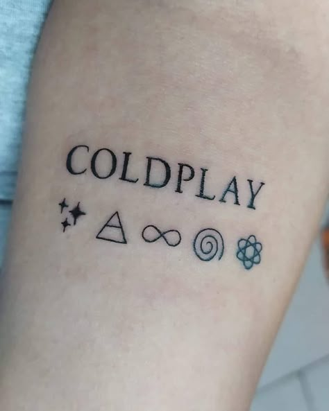 Astrophysics Tattoo Ideas, Coldplay Inspired Tattoo, Coldplay Tattoo Symbol, Concert Tattoo Ideas, Coldplay Nails, Coldplay Tattoo, Coldplay Art, Coldplay Wallpaper, Coldplay Music