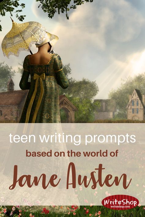 Teens can respond to these Jane Austen writing prompts by stepping into the Regency world of her most famous characters. Regency Writing Prompts, Jane Austen Writing, Teen Writing Prompts, Writing Prompts For Teens, Book Publishing Logo, Homeschool Writing Curriculum, Homeschool Family, Writing Organization, Writing Corner