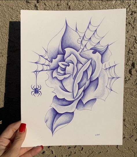 Roses With Spider Web Tattoo, Spiderweb Heart Drawing, Rose Spiderweb Tattoo, Rose With Spider Web Tattoo, Wilted Rose Tattoo, Spiderweb Drawings, Skull Thigh Tattoos, Spiderweb Tattoo, Chest Tattoo Stencils