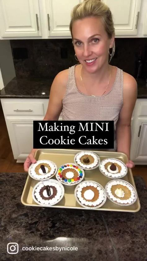 FOLLOW @cookiecakesbynicole on Instagram for fun 🍪 baking videos. These MINI Cookie Cakes are the most delicious Lil’ Charmers! #cookies #baker Mini Cookie Cakes, Mini Cookie Cake, Mini Cake Pans, Cookie Cakes, Baking Videos, Fun Baking, Mini Cookies, Mini Cake, Mini Cakes