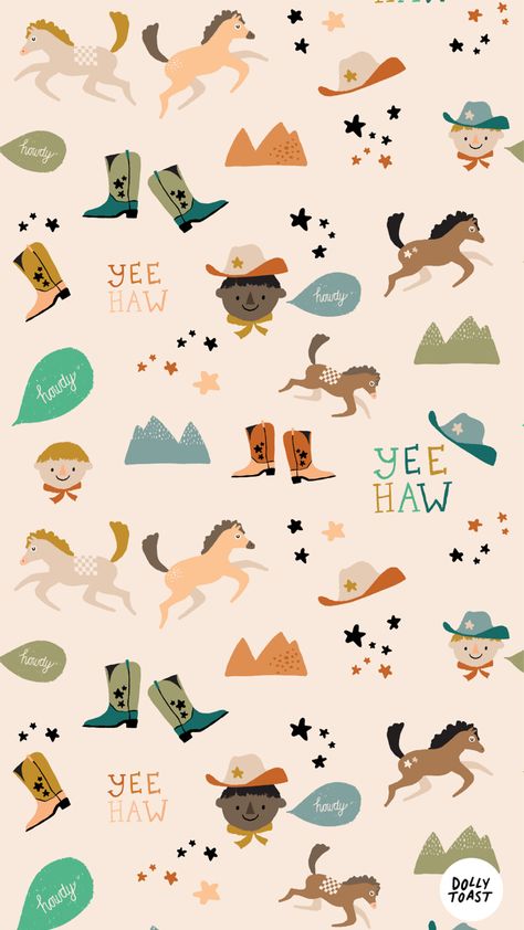 Cute and colourful pattern design by illustrator Dollytoast. Cowboys and horses. Perfect for bedding, gifting and kids clothes. Cowboy Pattern Illustration, Horses Illustration, Cowboy Illustration, Cowboy Pattern, Arizona History, Dream Illustration, Pattern Illustrations, Iphone Pics, Conversational Prints