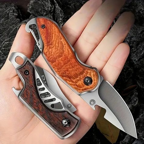 Folding Pocket Knife Wooden Handle Handle Blade - Temu Multi Tool Knife, Camping Knife, Outdoor Knife, Folding Pocket Knife, Straight Back, Edc Knife, Camp Knife, Outdoor Survival, Folding Knife