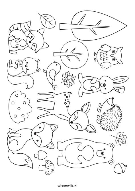 Woodland Coloring Pages, Autumn Animals, Animals Coloring, Pola Sulam, Animal Coloring, Cute Coloring Pages, Animal Crafts, Animal Coloring Pages, Doodle Drawings