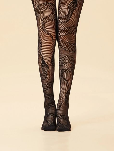 Snake Fishnet Tights, Fitted Fishnet Tights For Alternative Fashion, Spiderweb Tights, Patterned Tights Outfit Grunge, Punk Style Thigh-high Fishnet Tights, Black Fishnets, Taylor Swift Tour Outfits, Snake Patterns, Fishnet Tights