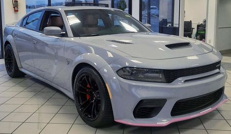 Gray And Pink Charger Car, Grey Dodge Charger With Pink, Dodge Charger Gray, Gray Dodge Charger, Dodge Charger Hellcat Widebody Redeye, Hellcat Widebody Charger, Dodge Charger Wrap Ideas, Hellcat Redeye Charger, Dodge Charger Hellcat Custom