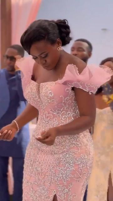 Pink Dinner Dress Classy, African Lace Dress Styles For Wedding Guest, Latest Lace Styles For Naming Ceremony, Knee Length Lace Dress Classy, Bridal Lace Styles, African Print Dress With Lace, Lace Dress Classy For Wedding, Lace Dress Classy For Church, Elegant Lace Dress Classy