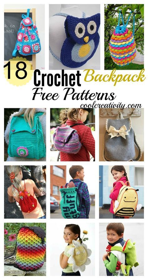 18 Crochet Backpack with Free Patterns. #Crochet #Backpack #Pattern Backpack Patterns, Crochet Drawstring, Crochet Backpack Pattern, Rug Crochet, Crocheted Fox Pattern, Crochet Shell Stitch, Crochet Backpack, Crochet Weaves, Backpack Pattern