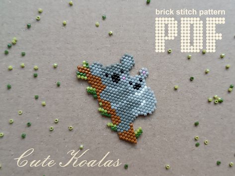 Brick Stitch Beading, Cute Koalas, Beading Stitches, Koala Pattern, Miyuki Pattern, Diy Seed Bead Earrings, How To Stitch, Monkey Pattern, Seed Bead Pattern