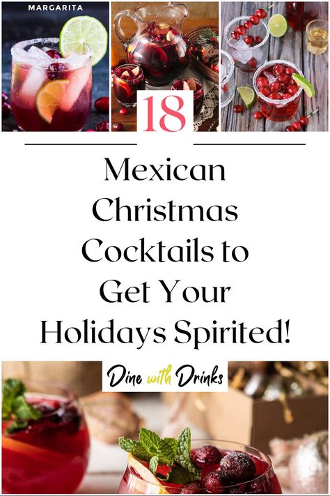 Collage of 4 mexican christmas cocktails. Mexican Food Christmas Party, Mexican Christmas Cocktails, Mexican Holiday Drinks, Mexican Christmas Drinks, Feliz Navidad Christmas Party, Mexican Themed Christmas, Mexican Cocktail Recipes, Mexican Christmas Party, Mexican Beverages