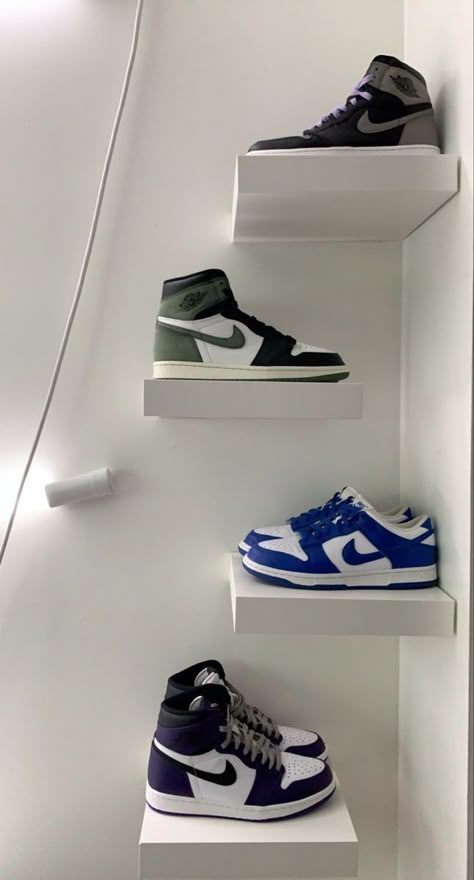 Sneakerhead Room, Shoe Room, Shoe Wall, Nike Shoes Girls, Jordan Shoes Girls, Shoe Shelf, Hype Shoes, Dream Room Inspiration, Room Makeover Bedroom